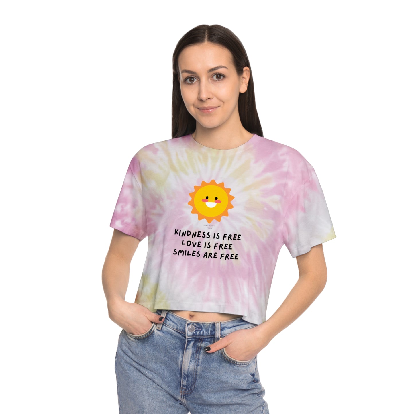 Kindness is Free Women's Tie-Dye Crop Tee