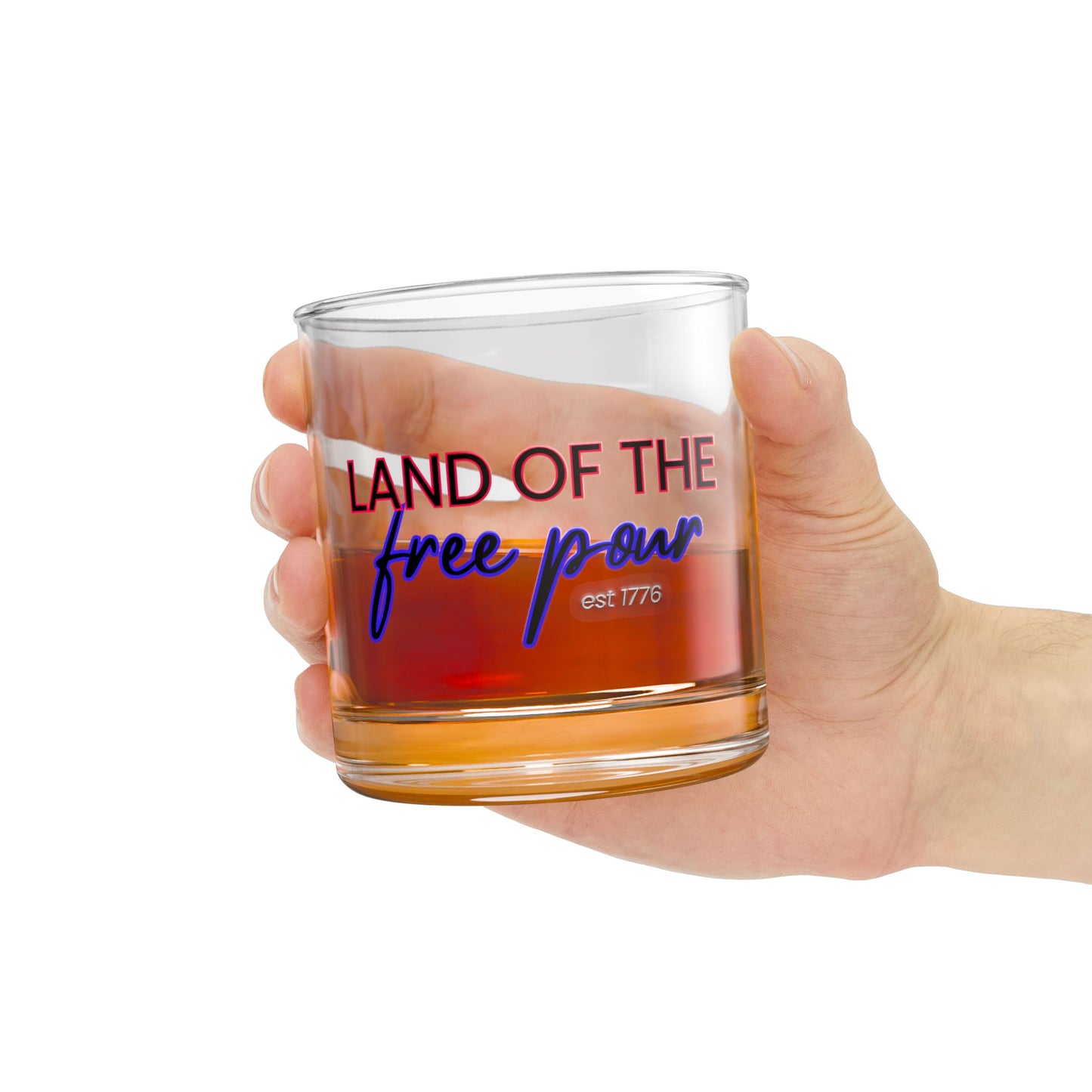Patriotic Rocks Glass - Land of the Free Pour - 10oz Whiskey Tumbler