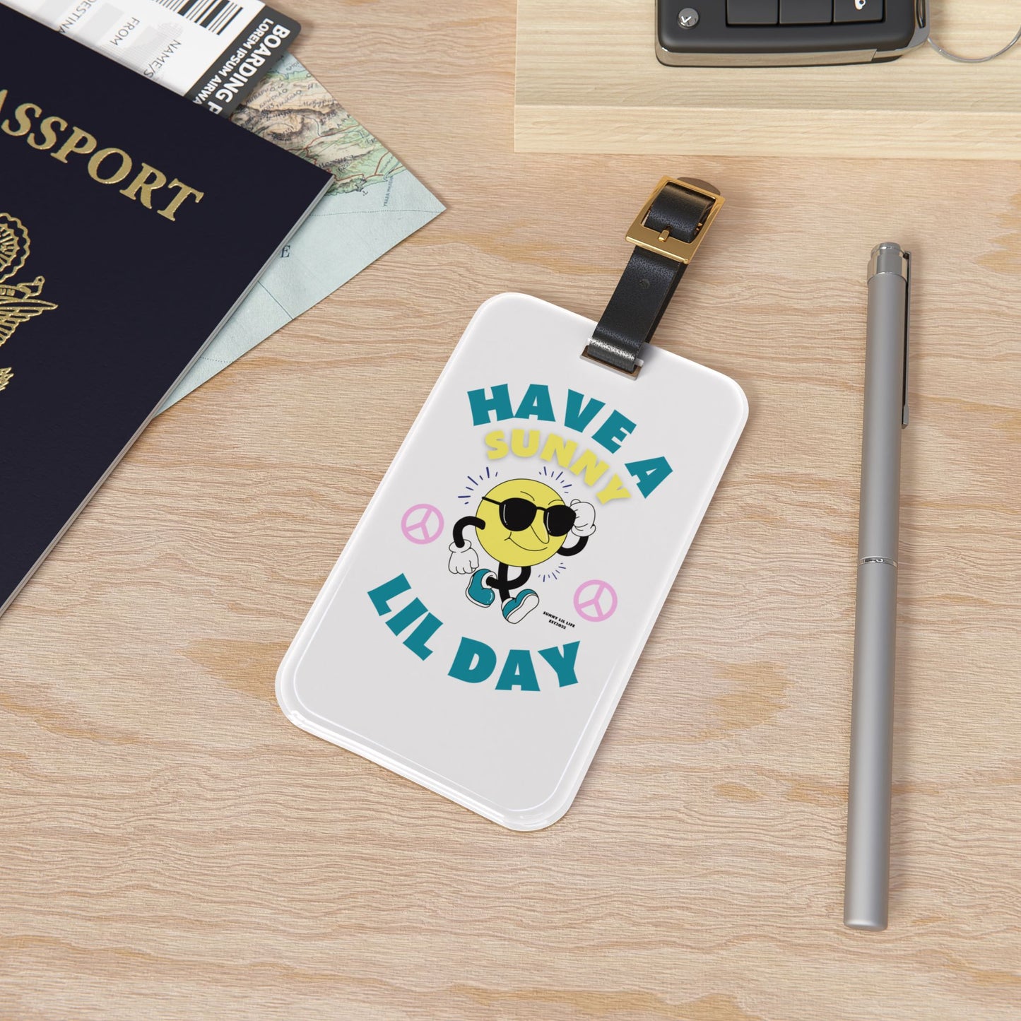 Sunny Vibe Luggage Tag - "Have a Sunny Lil Day" Travel Accessory