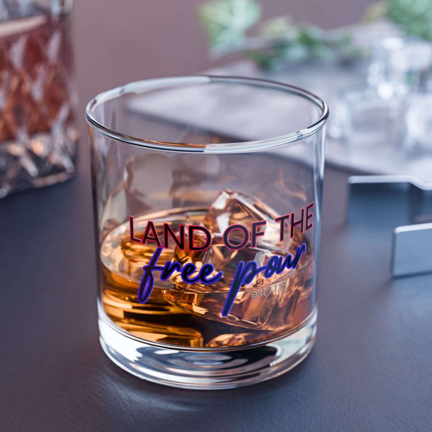 Patriotic Rocks Glass - Land of the Free Pour - 10oz Whiskey Tumbler