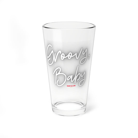 Groovy, Baby Mixing Glass | Fun 16oz Cocktail Glass for Parties, Gifts, Home Bar, Retro Decor, Beverageware